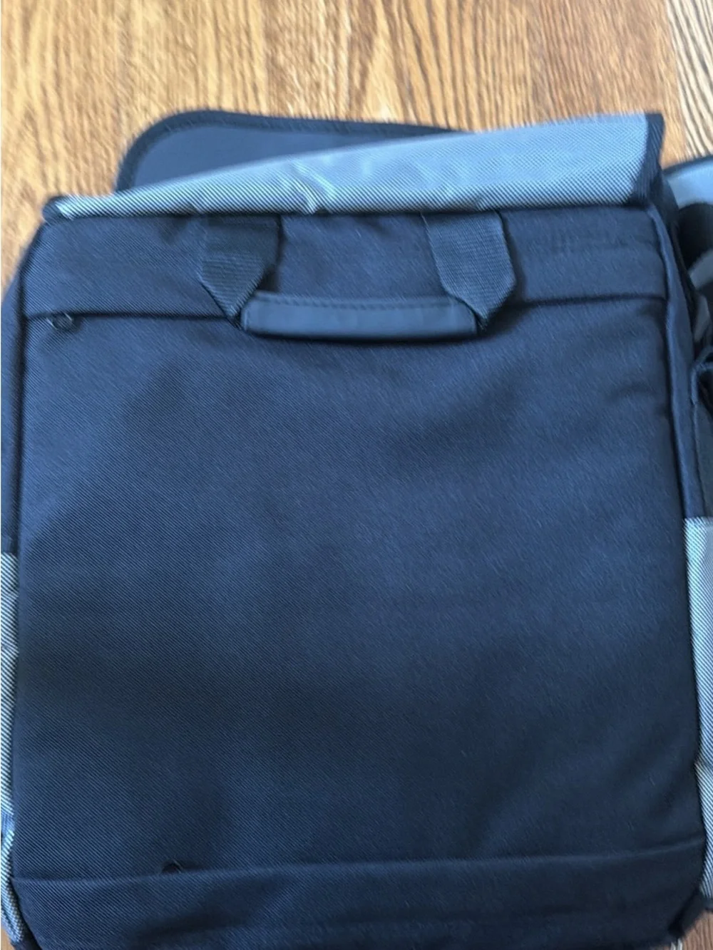 Gray and Black laptop bag